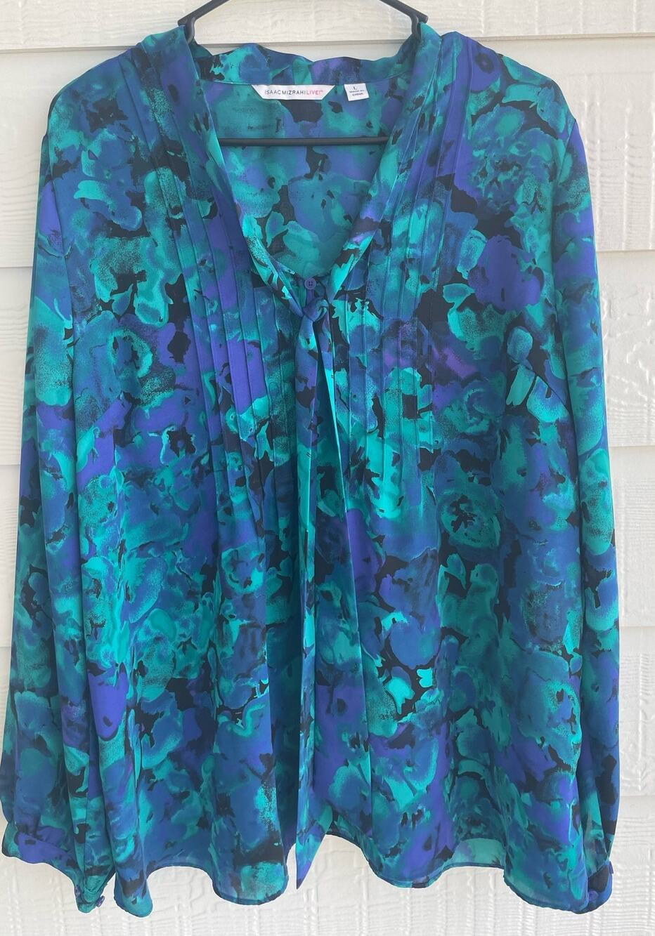 Isaac Mizrahi Live floral blouse L/S size Large